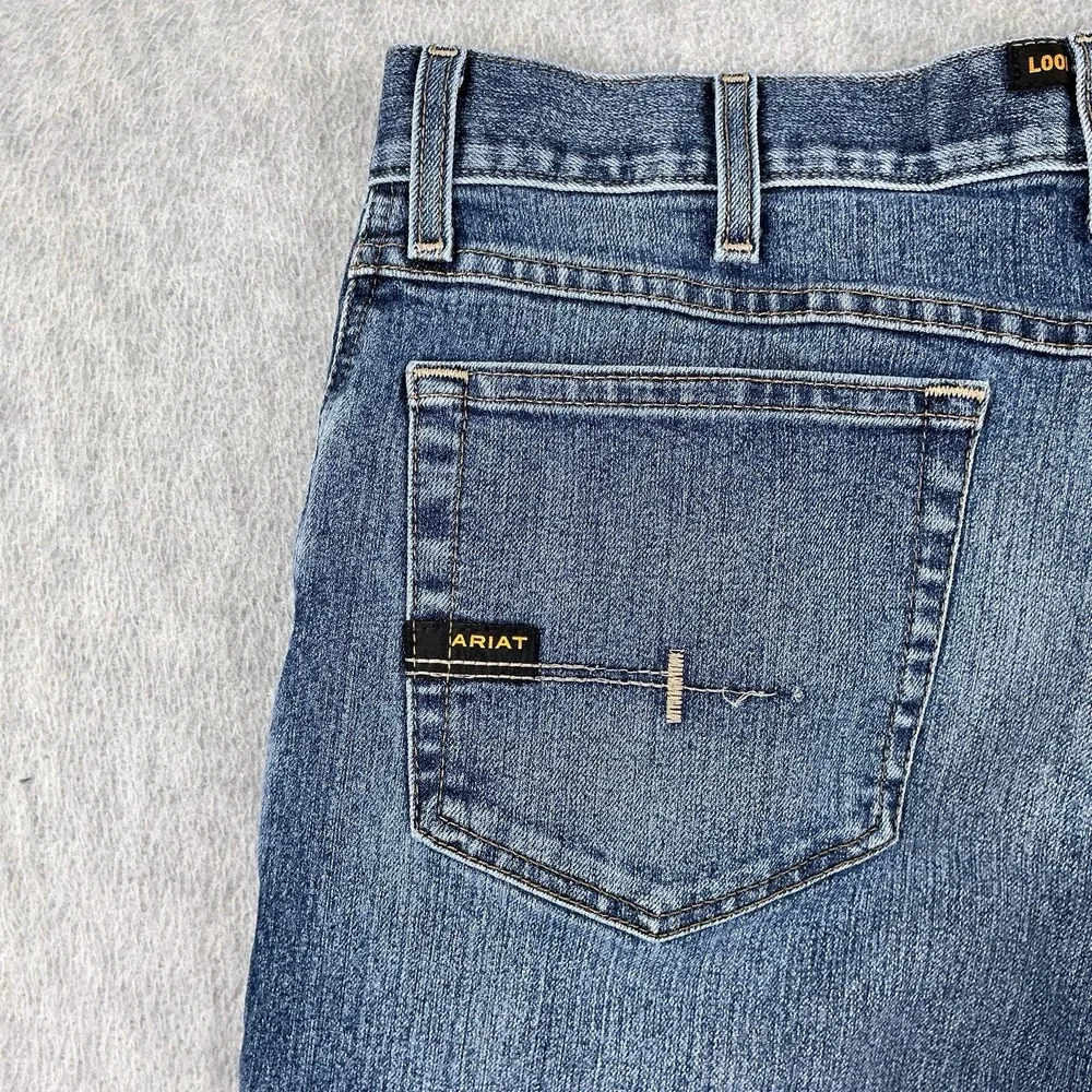 Ariat Jeans Men 32x30 (ACTUAL 32x29) Blue Rebar M3 Loose Blue Straight Workwear